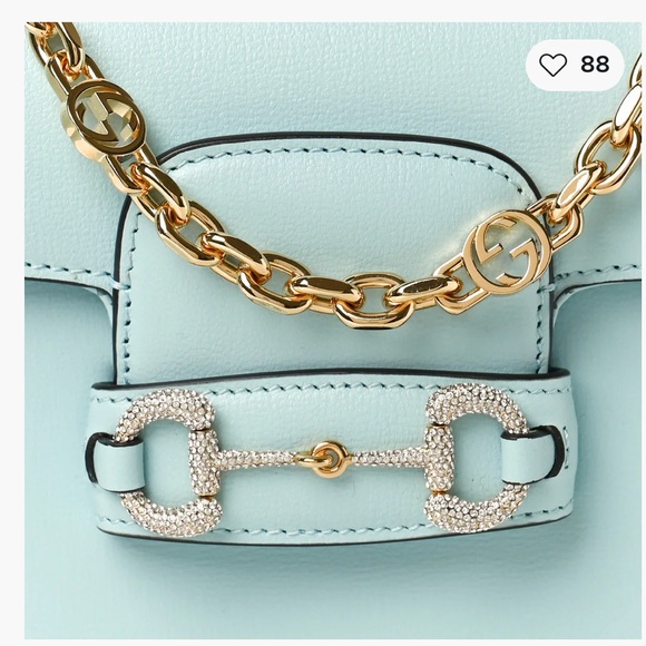 GUCCI Azalea Calfskin Crystal GG Monogram Mini Horsebit 1955 Bag - Picture 2 of 9